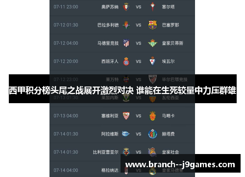 西甲积分榜头尾之战展开激烈对决 谁能在生死较量中力压群雄